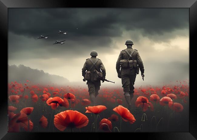 Soldiers Poppy Field Framed Print by J Biggadike
