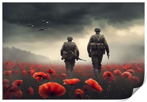 Soldiers Poppy Field Print by J Biggadike