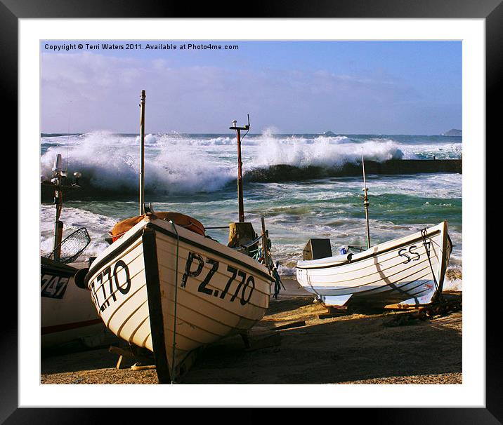 Filling up the Cornish Harbour Framed Mounted Print by Terri Waters