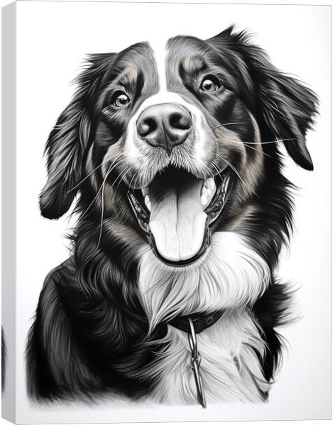 Bernese Mountain Dog Pencil Drawing Canvas Print by K9 Art