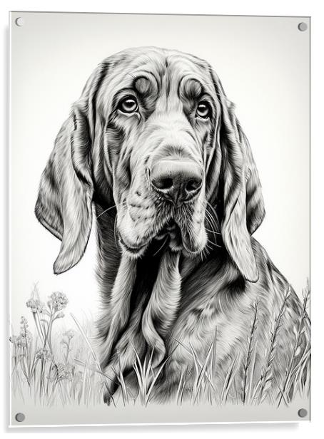 Bloodhound Pencil Drawing Acrylic by K9 Art