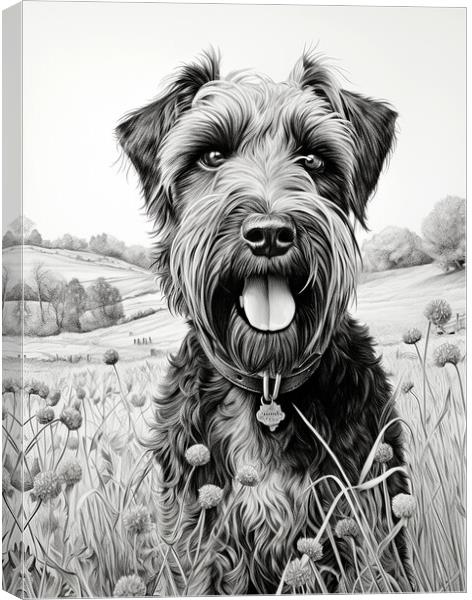Black Russian Terrier Pencil Drawing Canvas Print by K9 Art