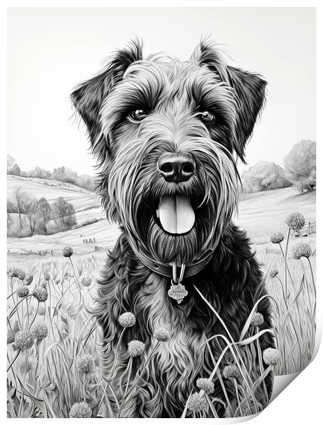 Black Russian Terrier Pencil Drawing Print by K9 Art