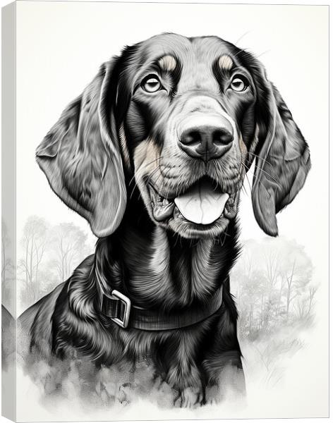 Black And Tan Coonhound Pencil Drawing Canvas Print by K9 Art