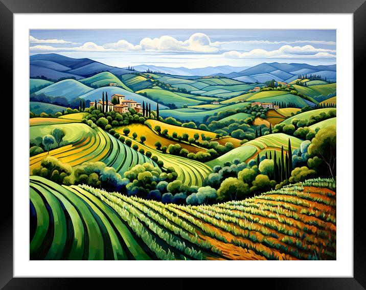 Rolling Hills Of Tuscany Framed Mounted Print by Steve Smith