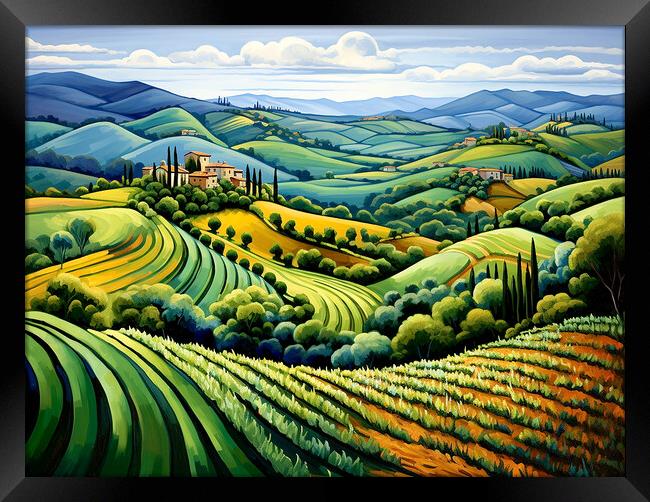 Rolling Hills Of Tuscany Framed Print by Steve Smith