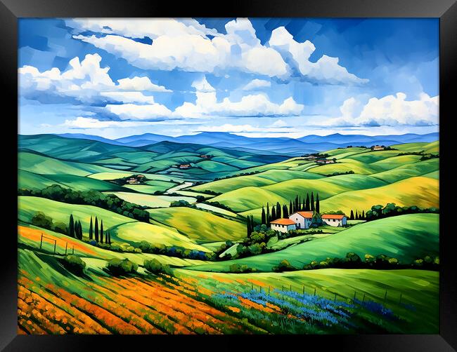 Rolling Hills Of Tuscany Framed Print by Steve Smith