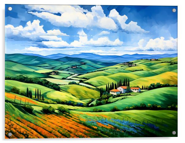 Rolling Hills Of Tuscany Acrylic by Steve Smith