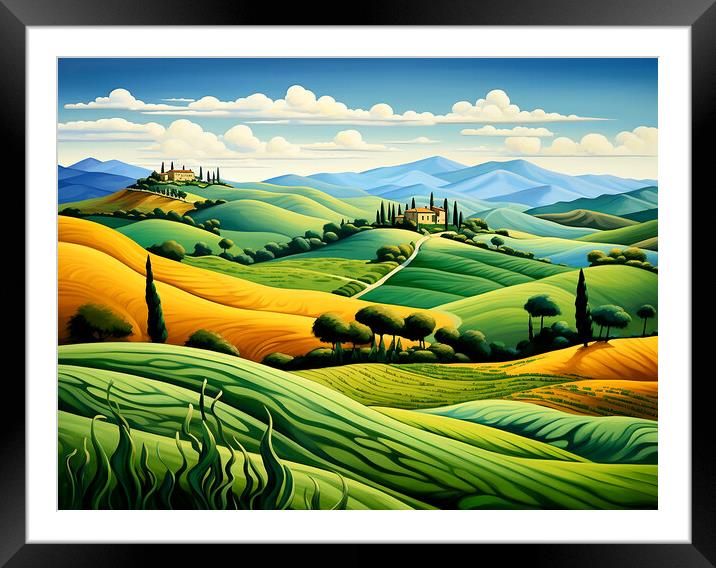 Rolling Hills Of Tuscany Framed Mounted Print by Steve Smith