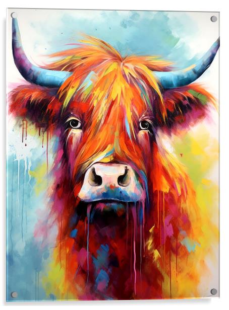 Highland Cow Portrait Acrylic by Steve Smith