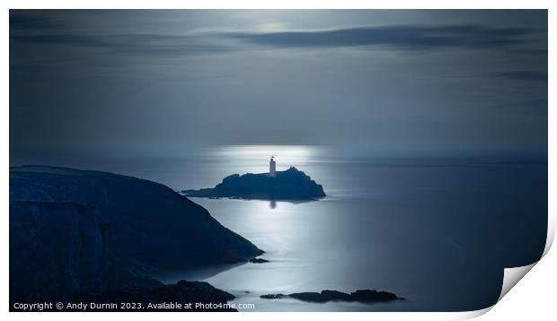 Lighthouse by Moonlight Print by Andy Durnin