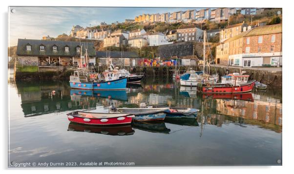 Mevagissey Harbour Sunrise 5 Acrylic by Andy Durnin