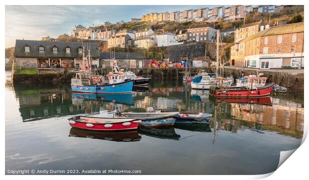 Mevagissey Harbour Sunrise 5 Print by Andy Durnin