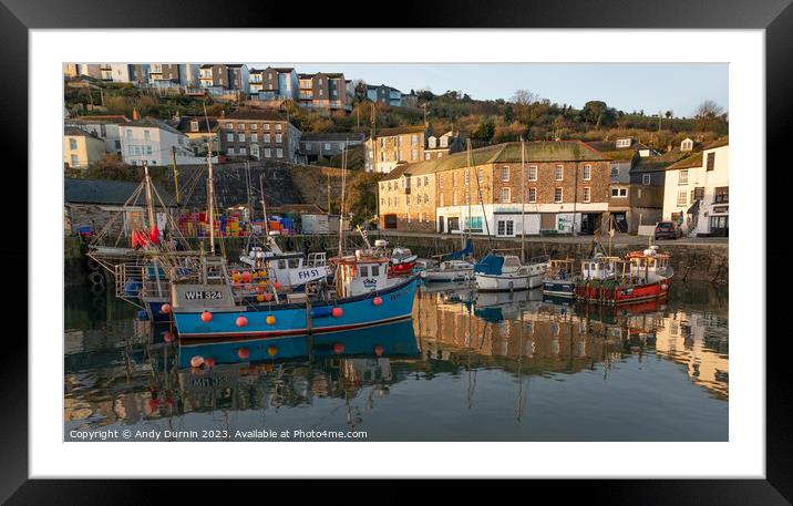 Mevagissey Harbour Sunrise Framed Mounted Print by Andy Durnin