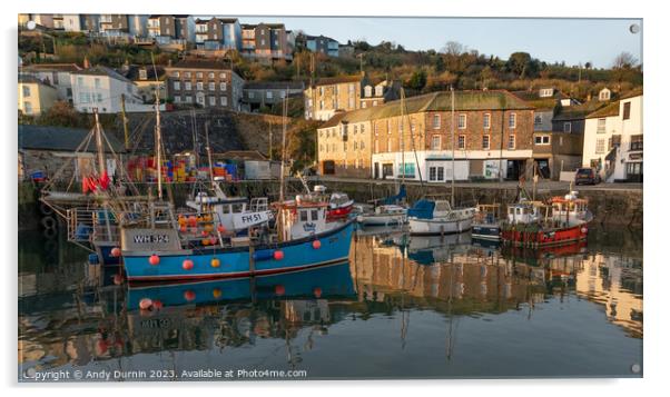 Mevagissey Harbour Sunrise Acrylic by Andy Durnin