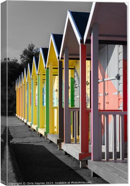 Folkestone Beach Huts  Canvas Print by Chris Haynes