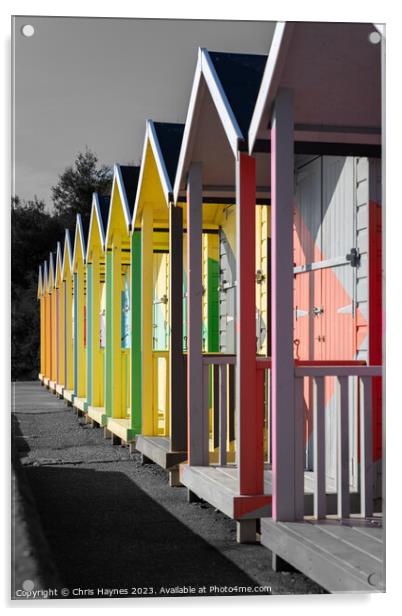 Folkestone Beach Huts  Acrylic by Chris Haynes
