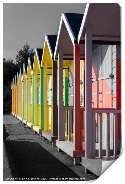 Folkestone Beach Huts  Print by Chris Haynes