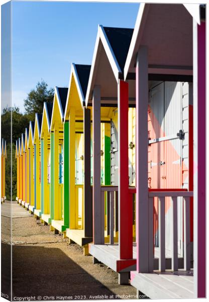 Colourful Beach Huts in Folkestone  Canvas Print by Chris Haynes