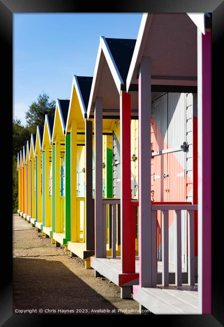 Colourful Beach Huts in Folkestone  Framed Print by Chris Haynes