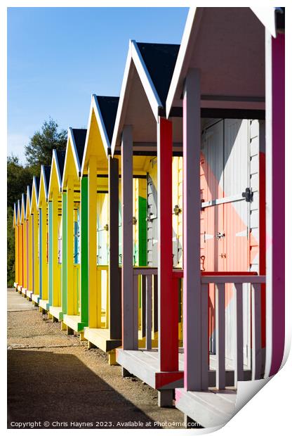 Colourful Beach Huts in Folkestone  Print by Chris Haynes