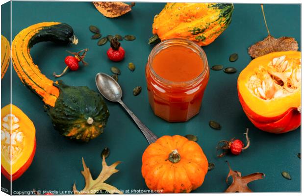 Fragrant autumn pumpkin, squash jam. Canvas Print by Mykola Lunov Mykola
