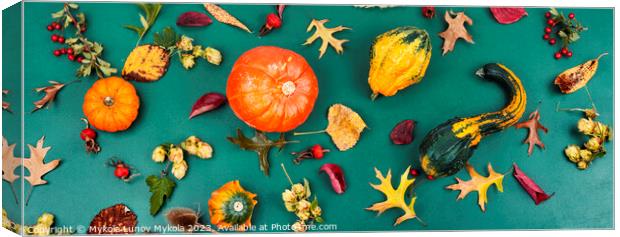 Autumn herbarium and pumpkins Canvas Print by Mykola Lunov Mykola