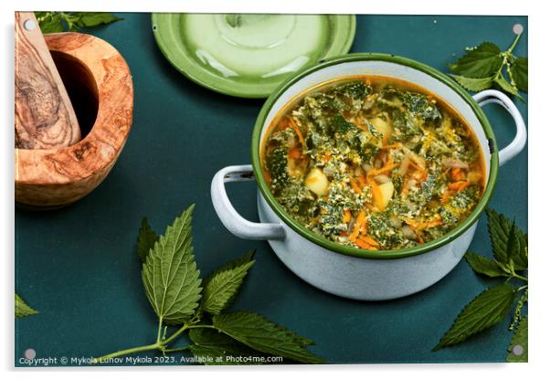 Healthy green soup. Acrylic by Mykola Lunov Mykola