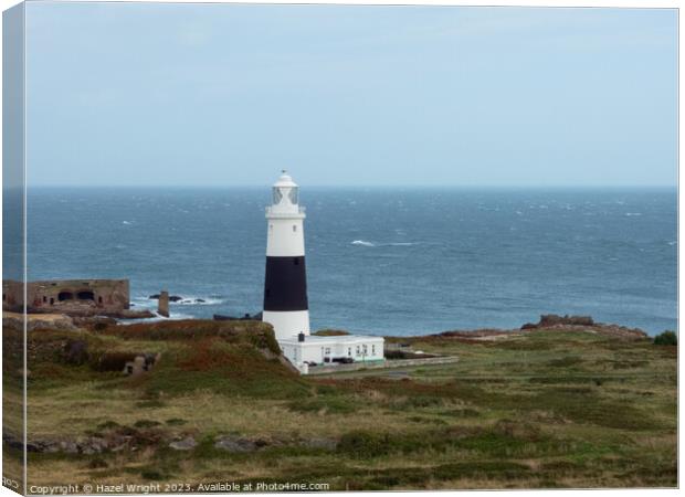 Mannez Lighthouse, Alderney Canvas Print by Hazel Wright