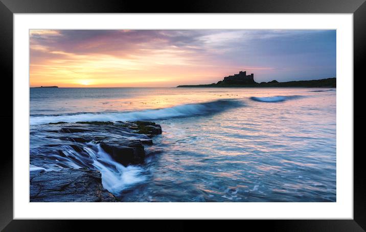 Ethereal Sunrise on Bamburgh Beach  Framed Mounted Print by Anthony McGeever