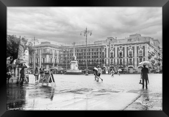 Black and White, Rainy day in Catania Itlay  Framed Print by Holly Burgess