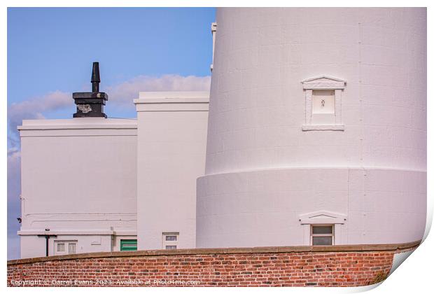 Lighthouse in White Print by Darrell Evans