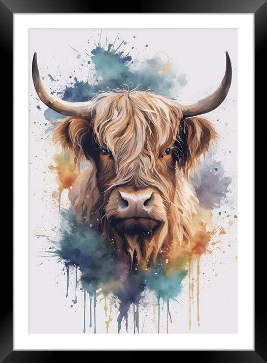 Highland Cow Portrait Framed Mounted Print by Picture Wizard