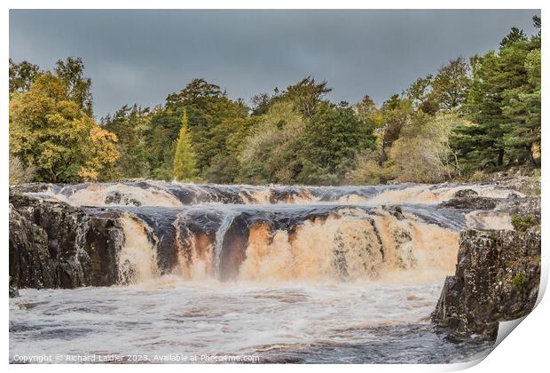 Low Force Waterfall in Spate after Storm Babet October 2023 Print by Richard Laidler