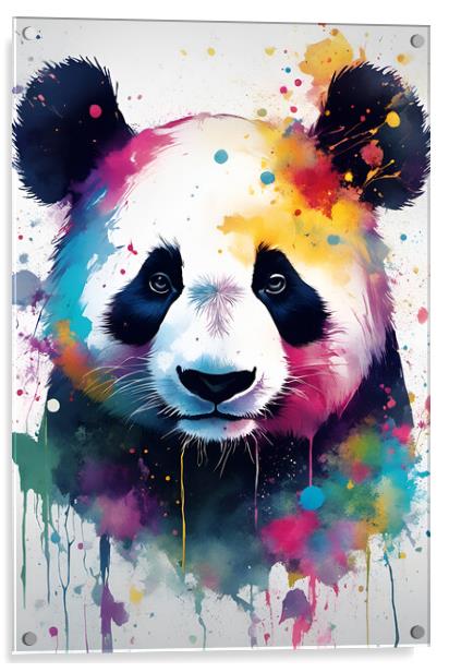 Panda Bear Ink Splatter Portrait Acrylic by Picture Wizard