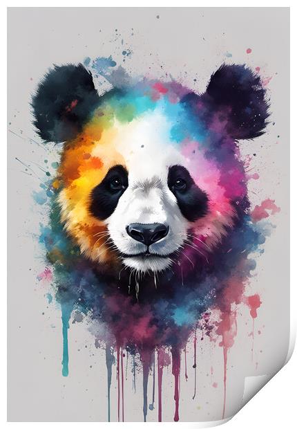 Panda Bear Ink Splatter Portrait Print by Picture Wizard