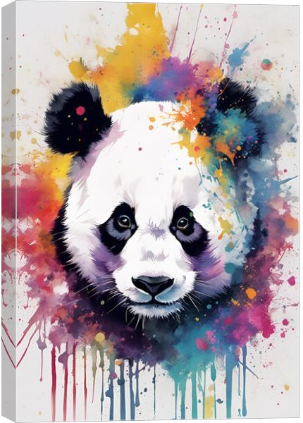 Panda Bear Ink Splatter Portrait Canvas Print by Picture Wizard