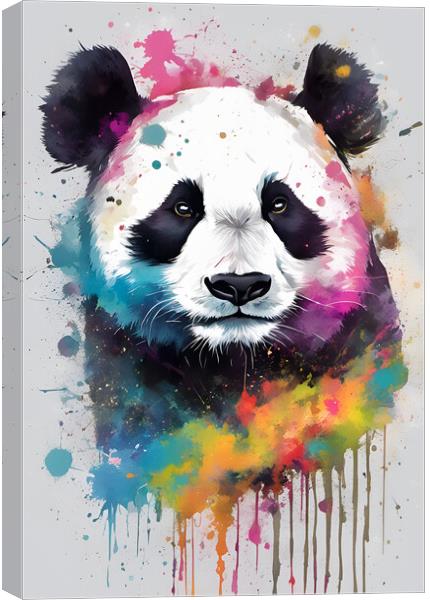 Panda Bear Ink Splatter Portrait Canvas Print by Picture Wizard