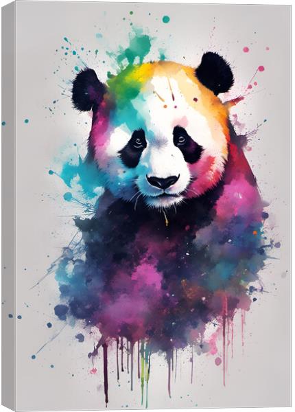 Panda Bear Ink Splatter Portrait Canvas Print by Picture Wizard