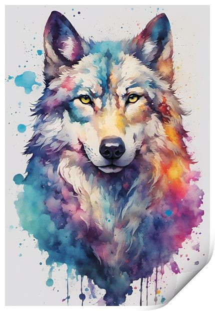 Wolf Ink Splatter Portrait Print by Picture Wizard