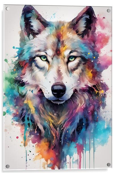 Wolf Ink Splatter Portrait Acrylic by Picture Wizard