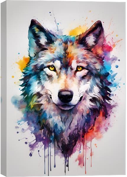 Wolf Ink Splatter Portrait Canvas Print by Picture Wizard