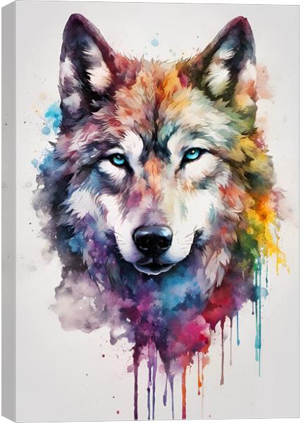 Wolf Ink Splatter Portrait Canvas Print by Picture Wizard