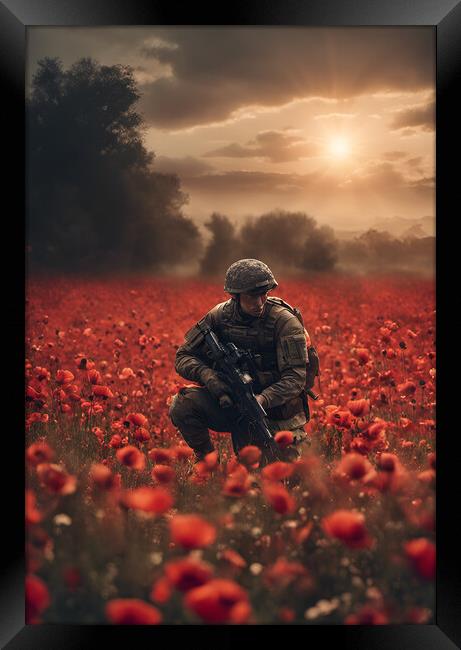 Sunset Poppy Soldier Framed Print by Picture Wizard
