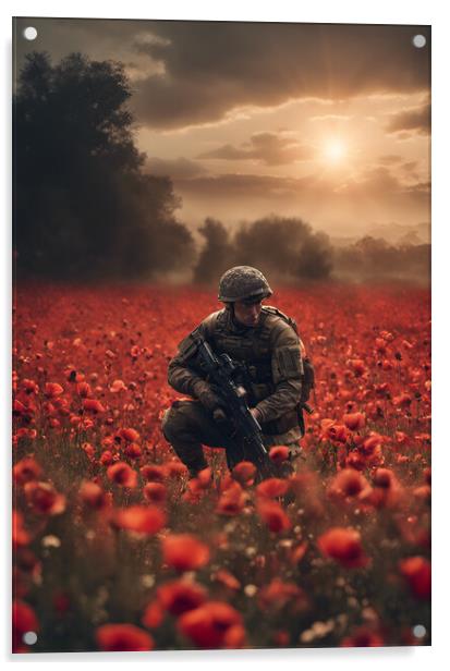 Sunset Poppy Soldier Acrylic by Picture Wizard