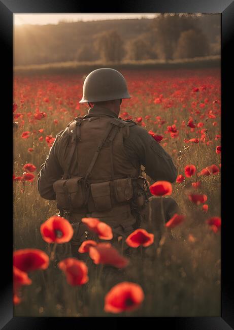 Soldier Poppy Field Framed Print by Picture Wizard