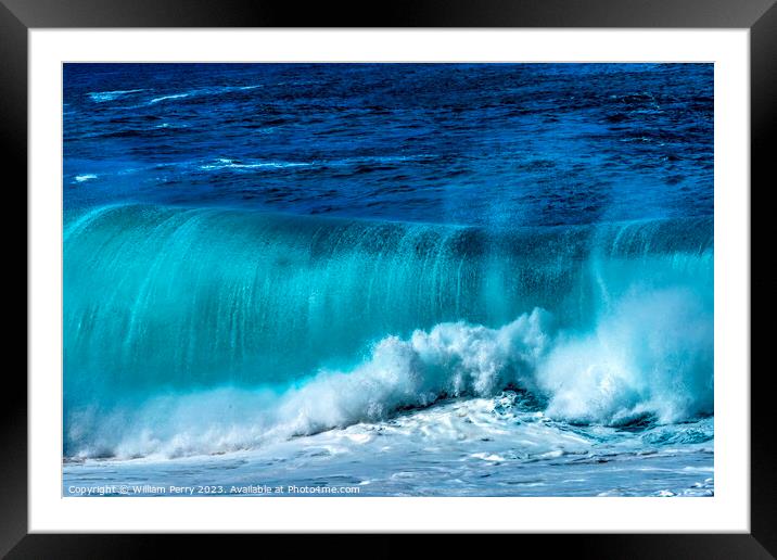 Colorful Large Wave Waimea Bay North Shore Oahu Hawaii Framed Mounted Print by William Perry
