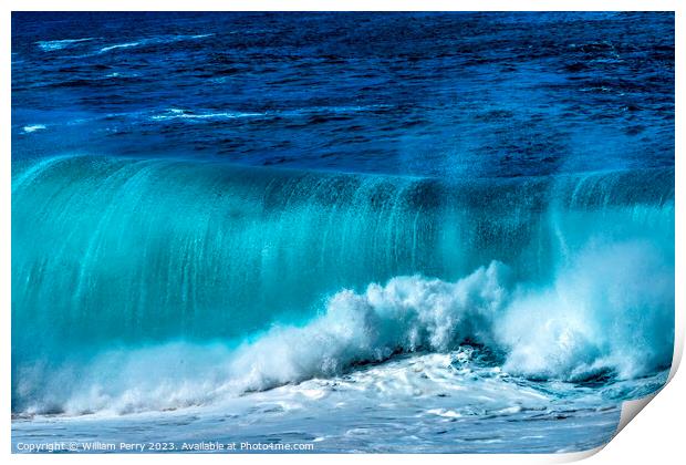Colorful Large Wave Waimea Bay North Shore Oahu Hawaii Print by William Perry