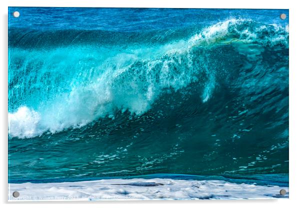 Colorful Large Wave Waimea Bay North Shore Oahu Hawaii Acrylic by William Perry