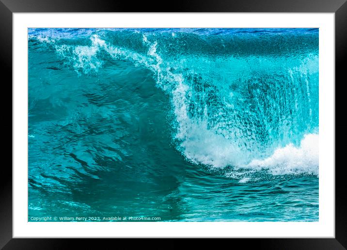 Colorful Large Wave Waimea Bay North Shore Oahu Hawaii Framed Mounted Print by William Perry